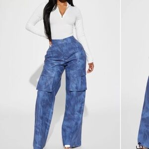 Fashion nova billie washed faux leather cargo pants navy